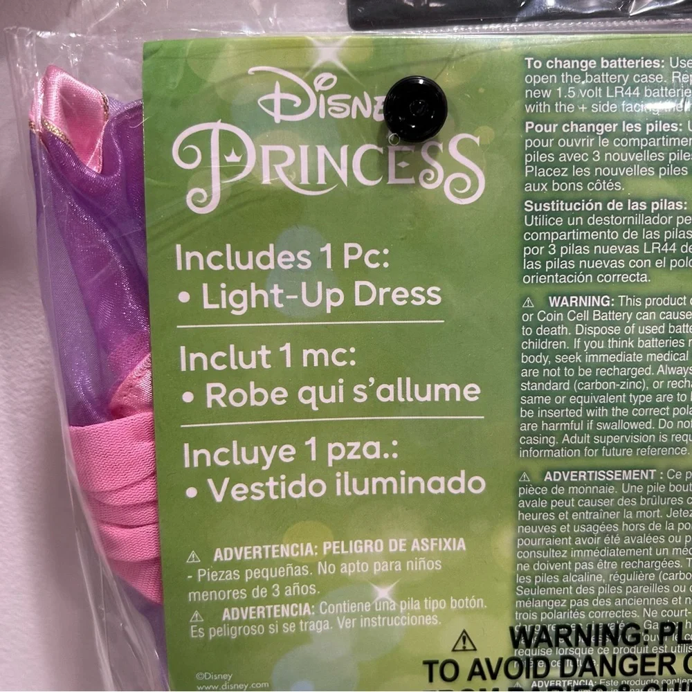 Disney Princess Rapunzel Light Up Dress Costume w/ Deluxe Wig NWT Sz Small 4-6 - Picture 5 of 9